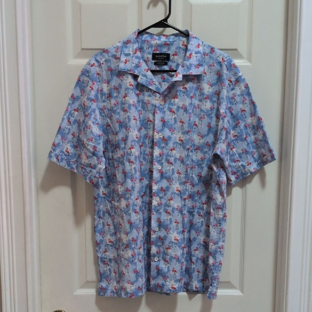 Bugatchi Classic Fit Men's Casual Short Sleeve Button Up Riviera Shirt Size XL